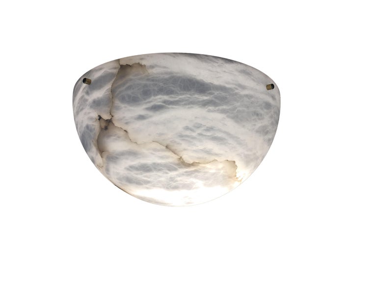Modern 'Moon' Alabaster Ceiling or Wall Lamp in the Manner of Pierre Chareau For Sale