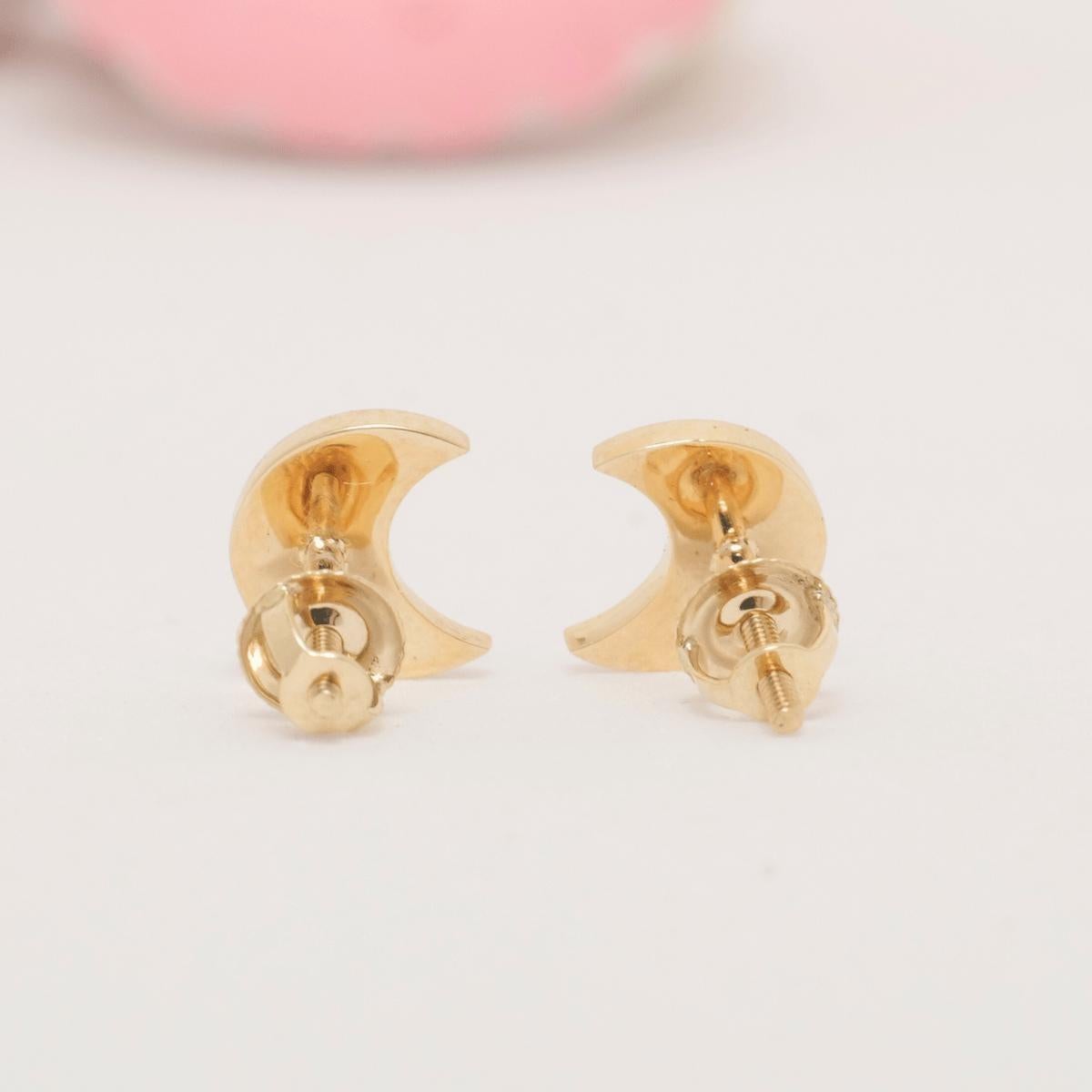 Orecchini per bambini con diamanti a forma di luna e stella in oro massiccio 14k (certificati) In condizioni Nuovo in vendita a New Delhi, DL