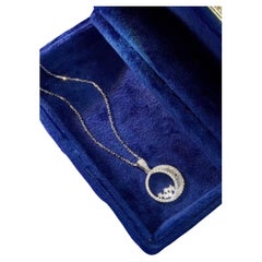 Moon and Stars shape Diamond 18k Gold pendant Necklace