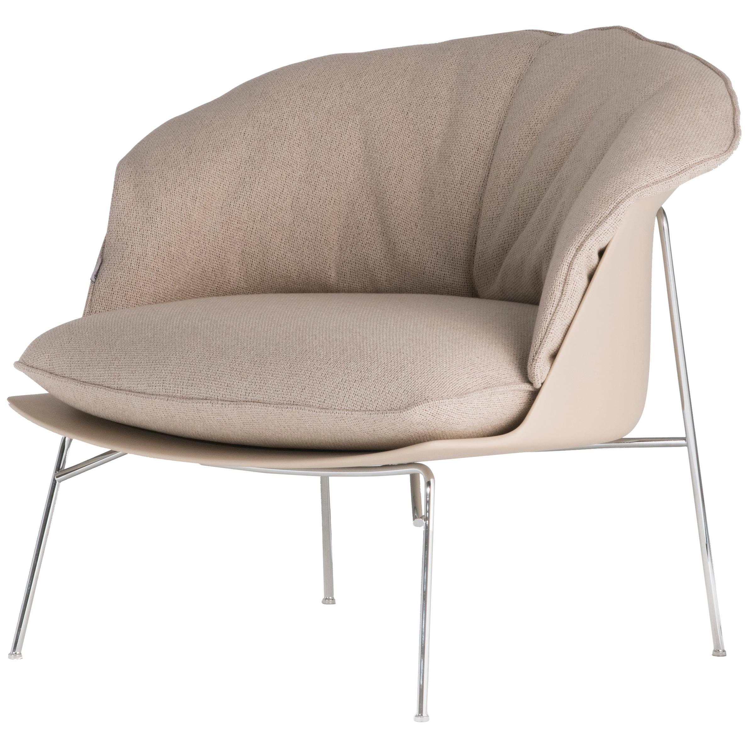 Fauteuil Moon beige avec coussin en tissu par Ludovica & Roberto Palomba