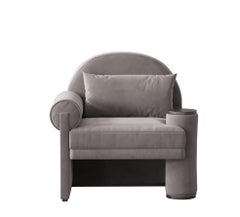 Moon Armchair Left-Armed Beige Velvet by Hermhaus