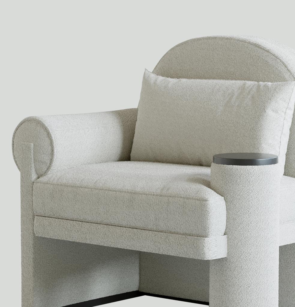 Other Moon Armchair Left-Armed Beige Velvet by Hermhaus For Sale