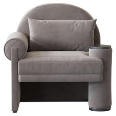 Moon Armchair Left-Armed Beige Velvet by Hermhaus Moon Armchair Left-Armed Beige Velvet by Hermhaus