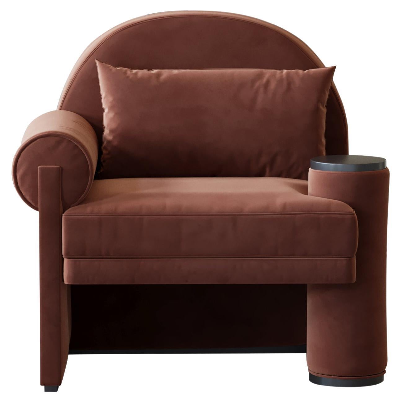 Moon Sessel mit linker Armlehne aus Kachelsamt von Hermhaus