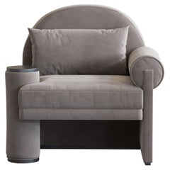Moon Armchair Right-Armed Beige Velvet by Hermhaus
