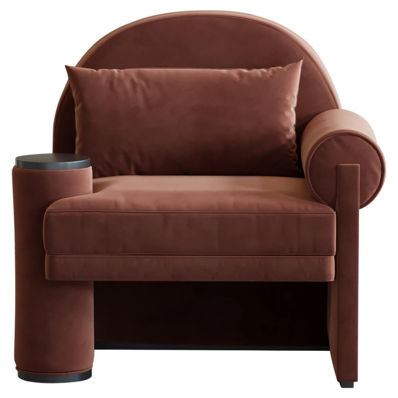 Moon Sessel mit rechter Armlehne aus Kachelsamt von Hermhaus