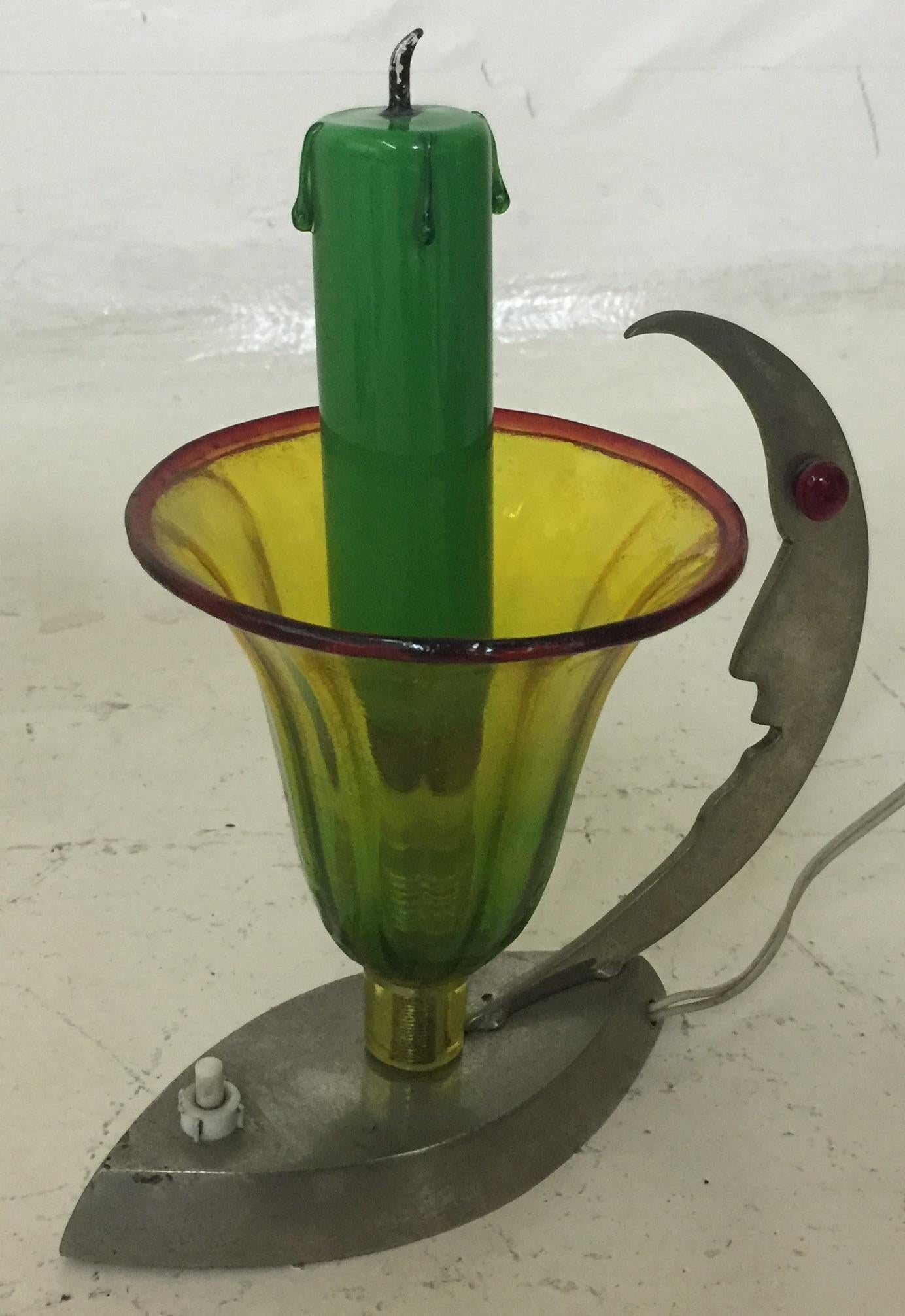 Moon Art Deco Lamp, 1920, in chrome, murano and opaline , France In Good Condition For Sale In Ciudad Autónoma Buenos Aires, C