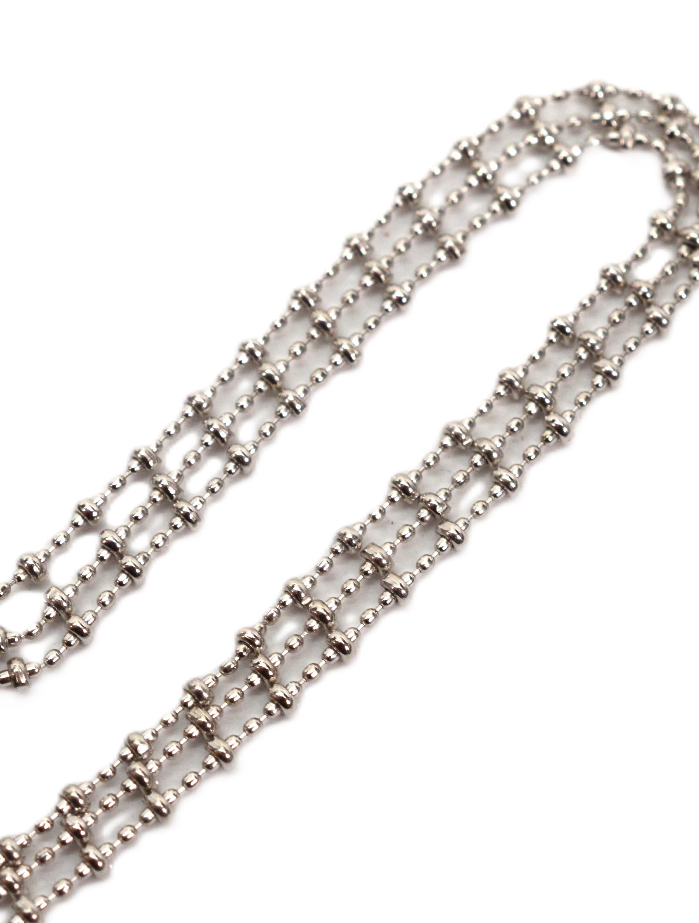 Collier Moon Chain Triple Strand en or blanc 14 carats Excellent état - En vente à Mount Kisco, NY