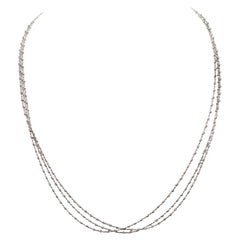 Moon Chain Triple Strand 14 Karat White Gold Necklace