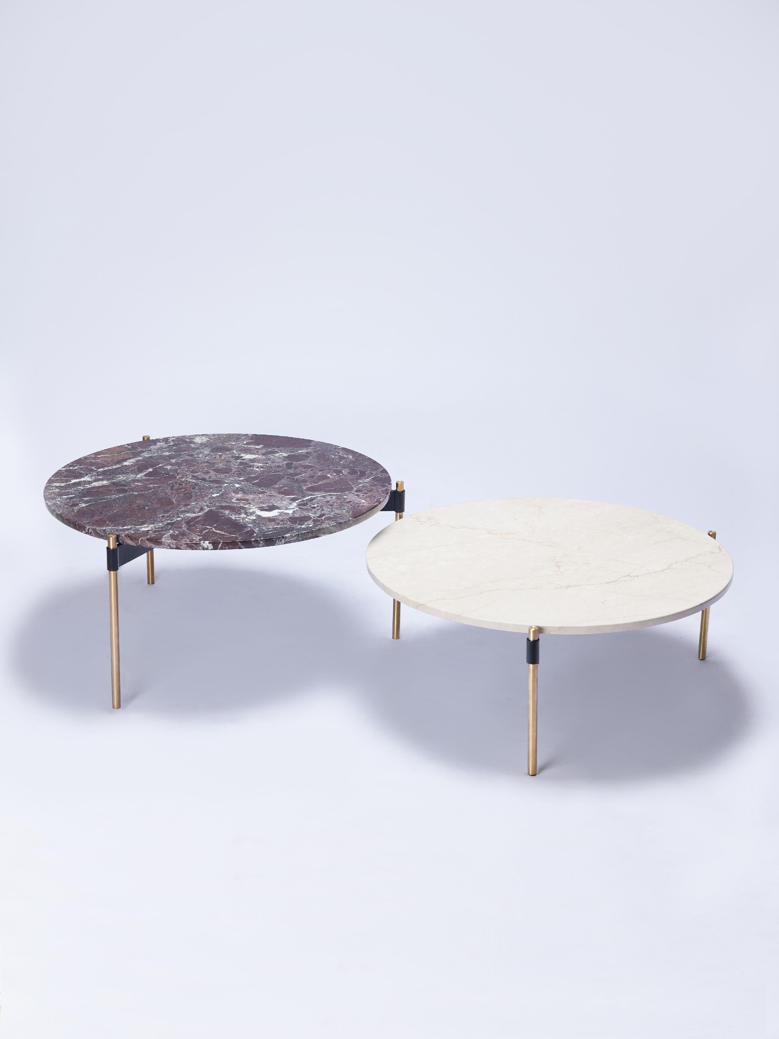 Table basse ronde contemporaine MOON en marbre et bronze massif par Ries en vente 2