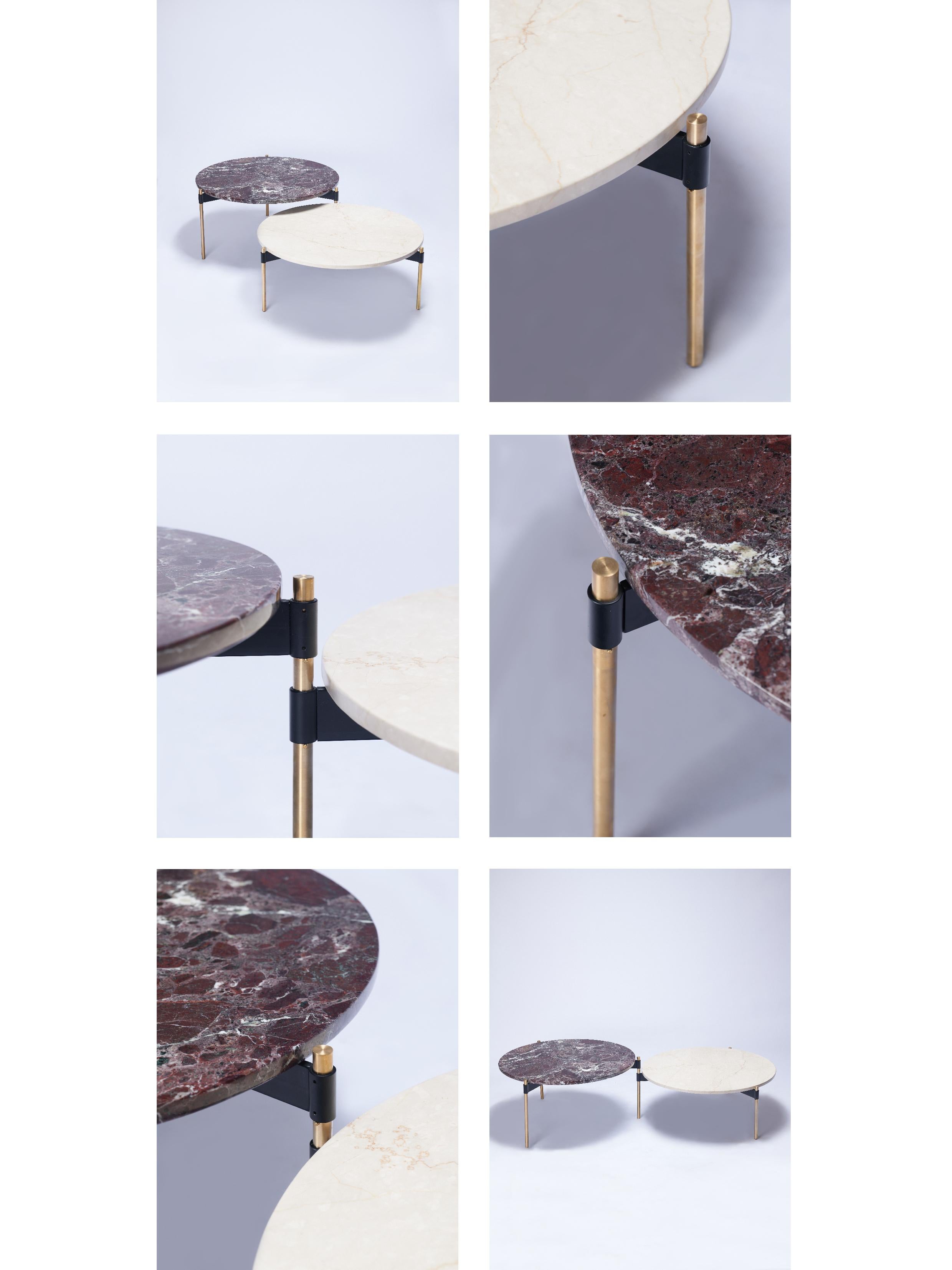 Table basse ronde contemporaine MOON en marbre et bronze massif par Ries en vente 3