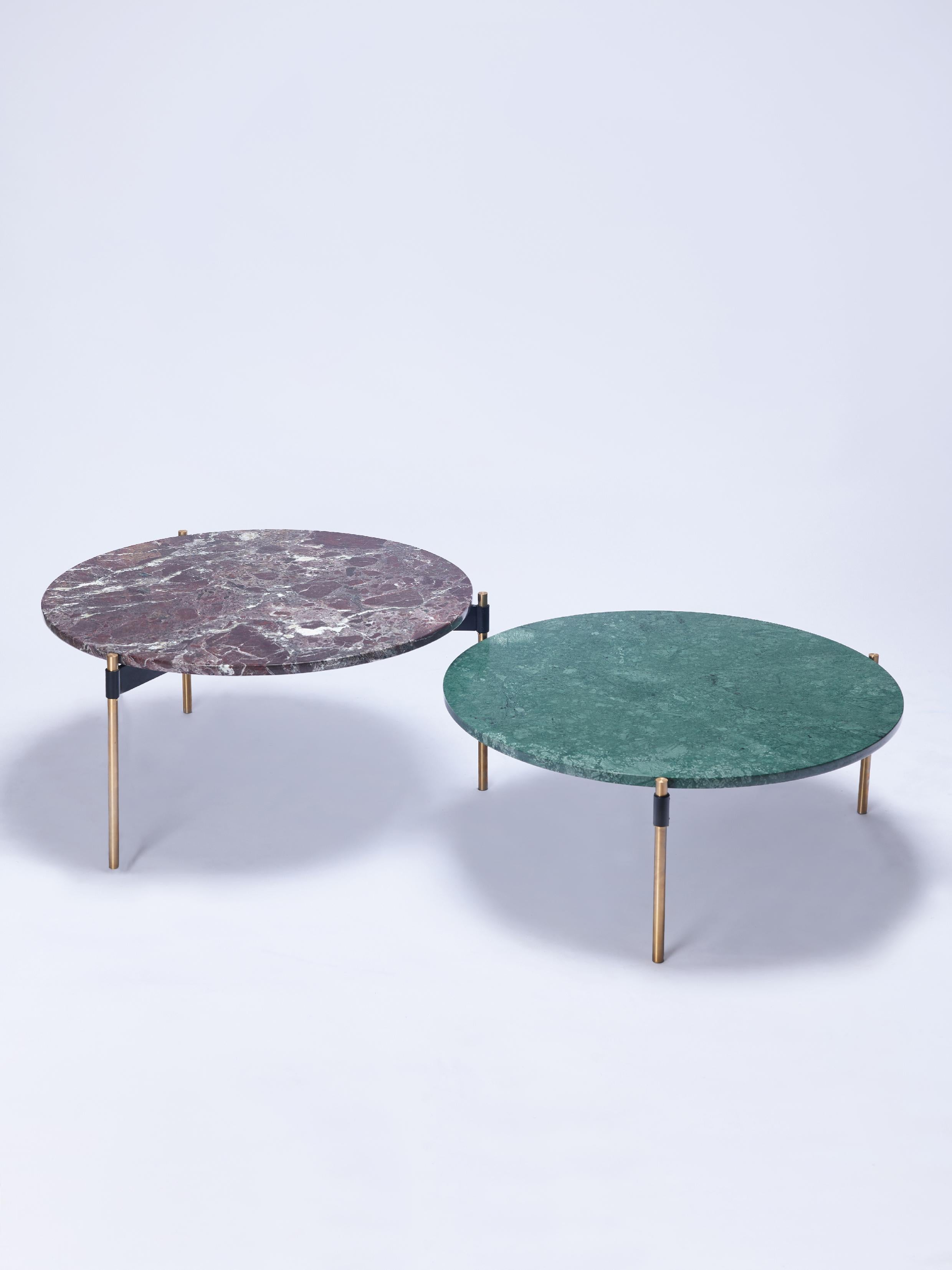 Table basse ronde contemporaine MOON en marbre et bronze massif par Ries en vente 4