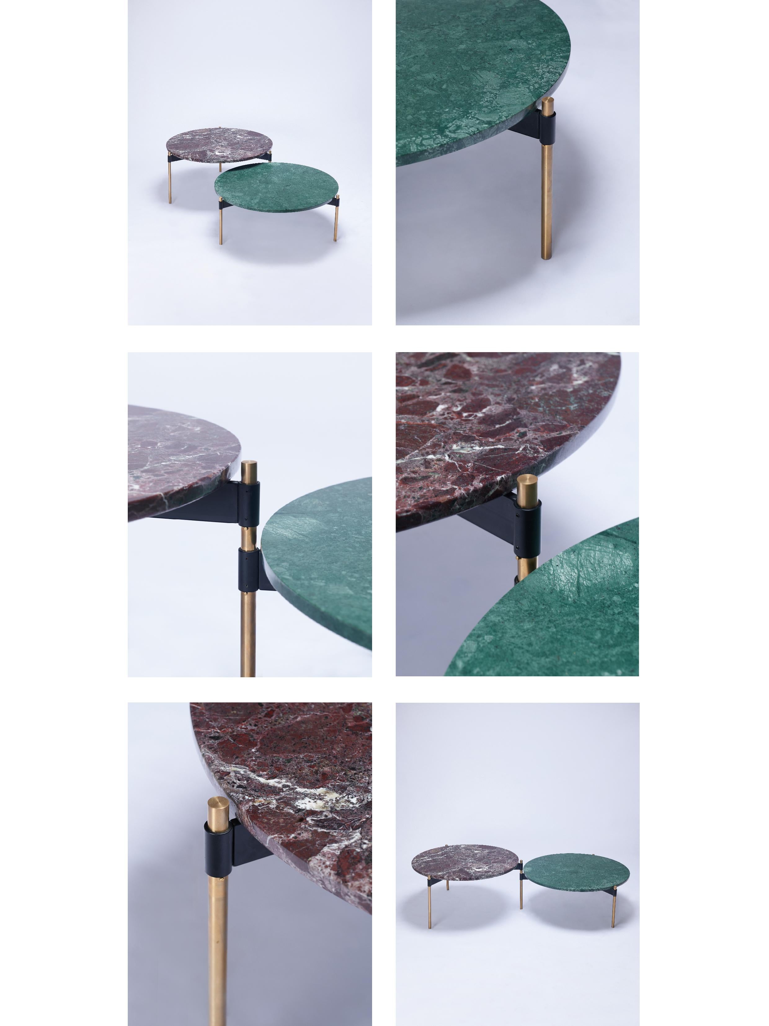Table basse ronde contemporaine MOON en marbre et bronze massif par Ries en vente 5