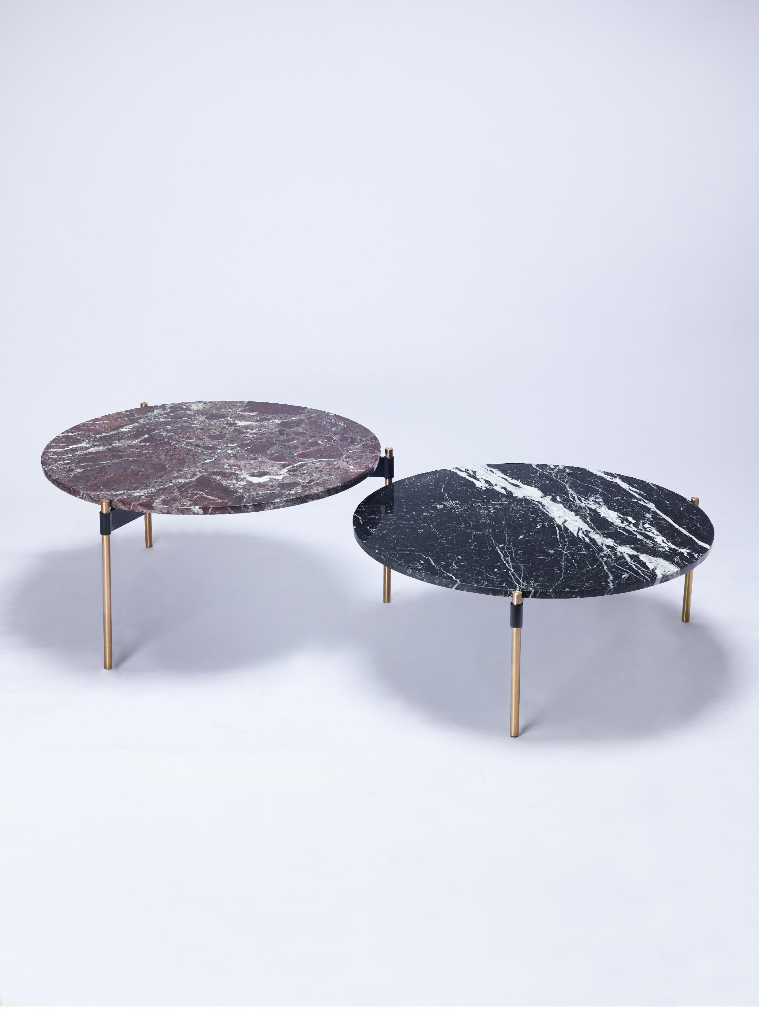 Table basse ronde contemporaine MOON en marbre et bronze massif par Ries en vente 6