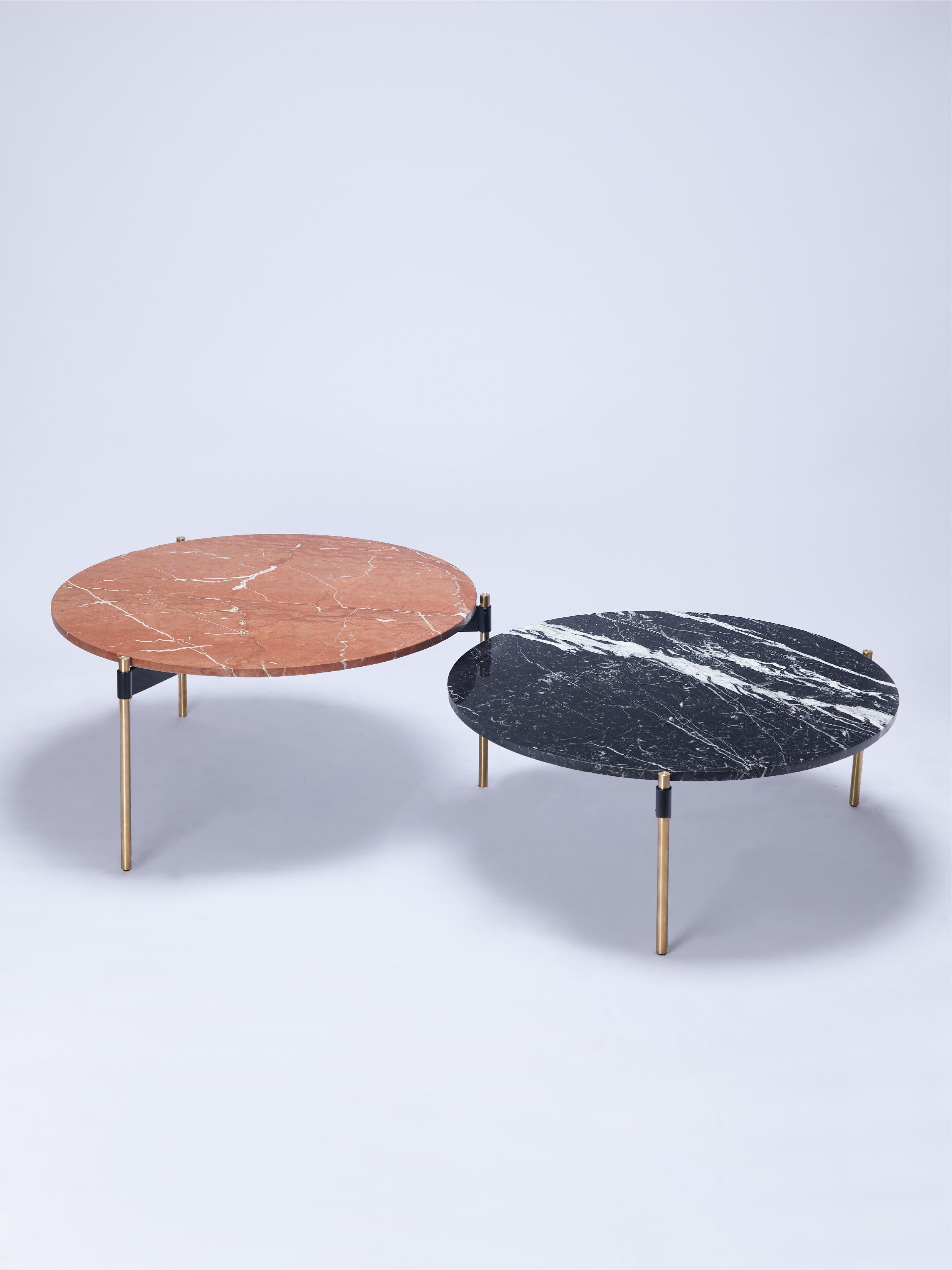Table basse ronde contemporaine MOON en marbre et bronze massif par Ries en vente 8