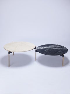 MOON Contemporary Round Coffee Table in Marble and Solid Bronze by Ries