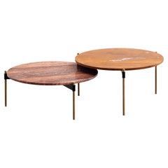 MOON Contemporary Round Coffee Table in Marble and Solid Bronze by Ries