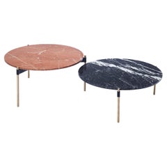MOON Contemporary Round Coffee Table in Marble and Solid Bronze by Ries