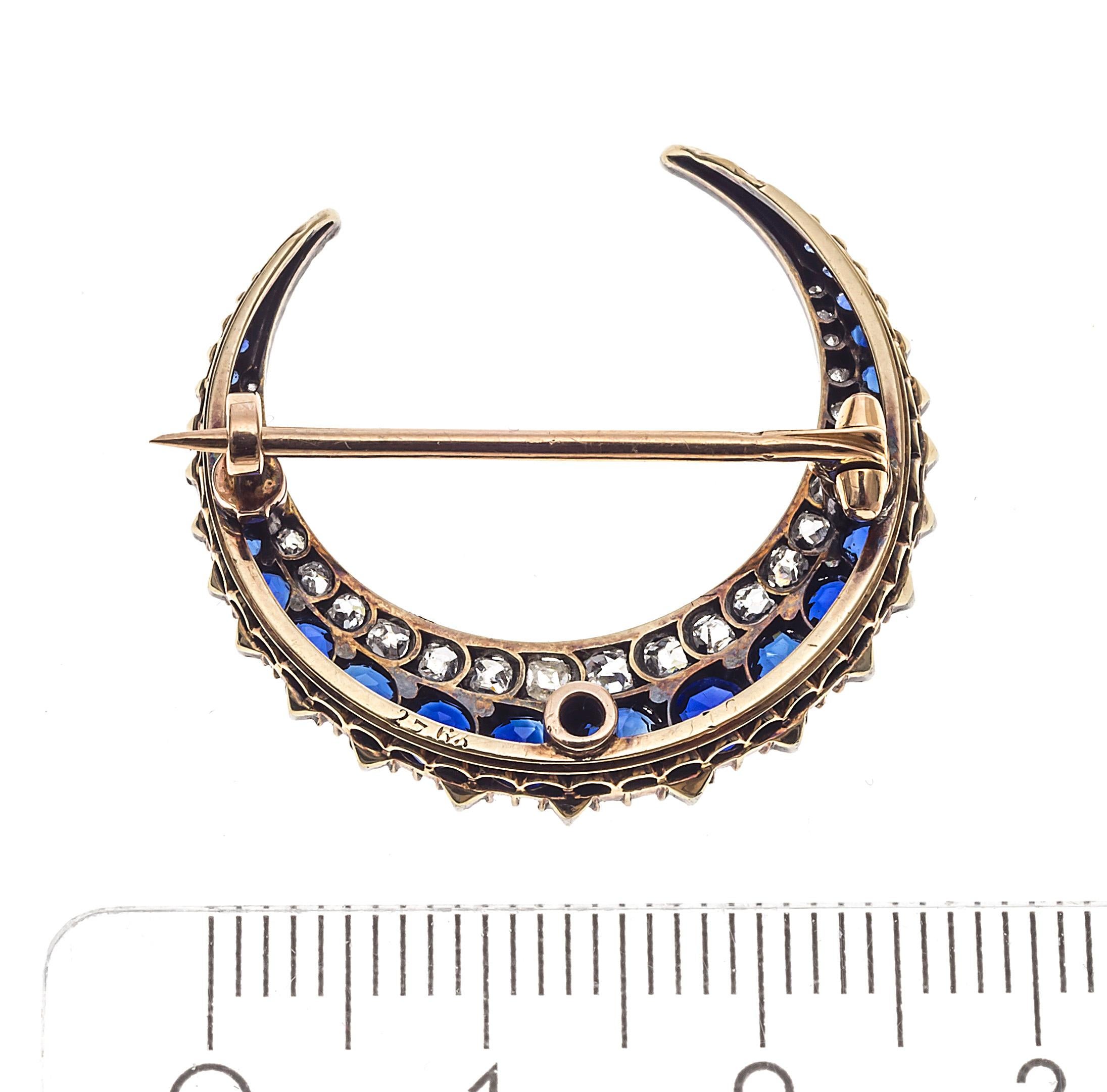 victorian crescent moon brooch