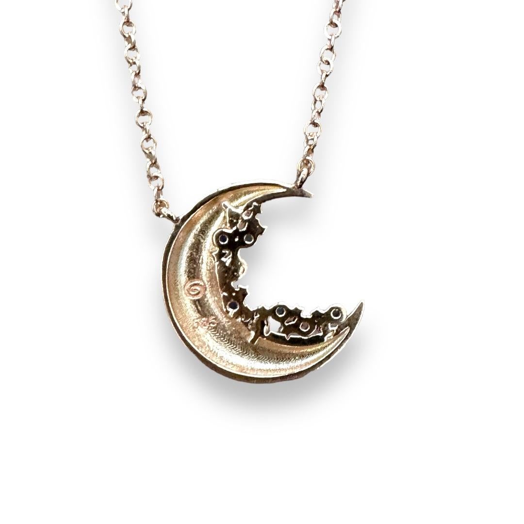 Moon Crescent Sapphire Constellation Necklace in 14K Yellow Gold 2