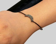 Moon Dainty Bracelet Pave Diamond 925 Silver Diamond Bracelet Anniversary Gift