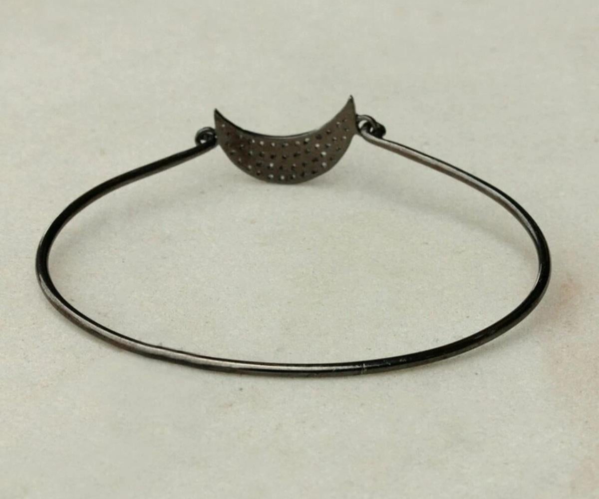 Moon Dainty Bracelet Pave Diamond Bracciale in argento 925 Diamante Regalo d'anniversario in vendita 1