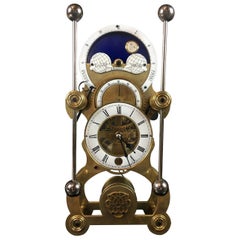 Moon Dial Grasshopper Clock Brass Skeleton Clock, John Harrison Sinclair Harding