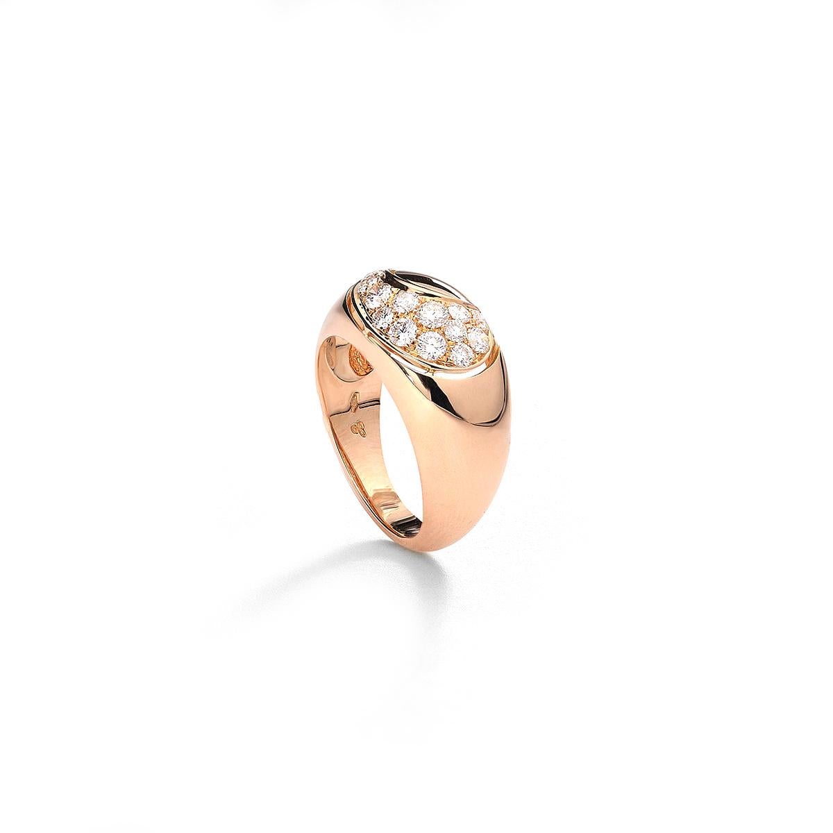 Moon ring in 18kt pink gold set with 13 diamonds 0.60 cts Size 52 