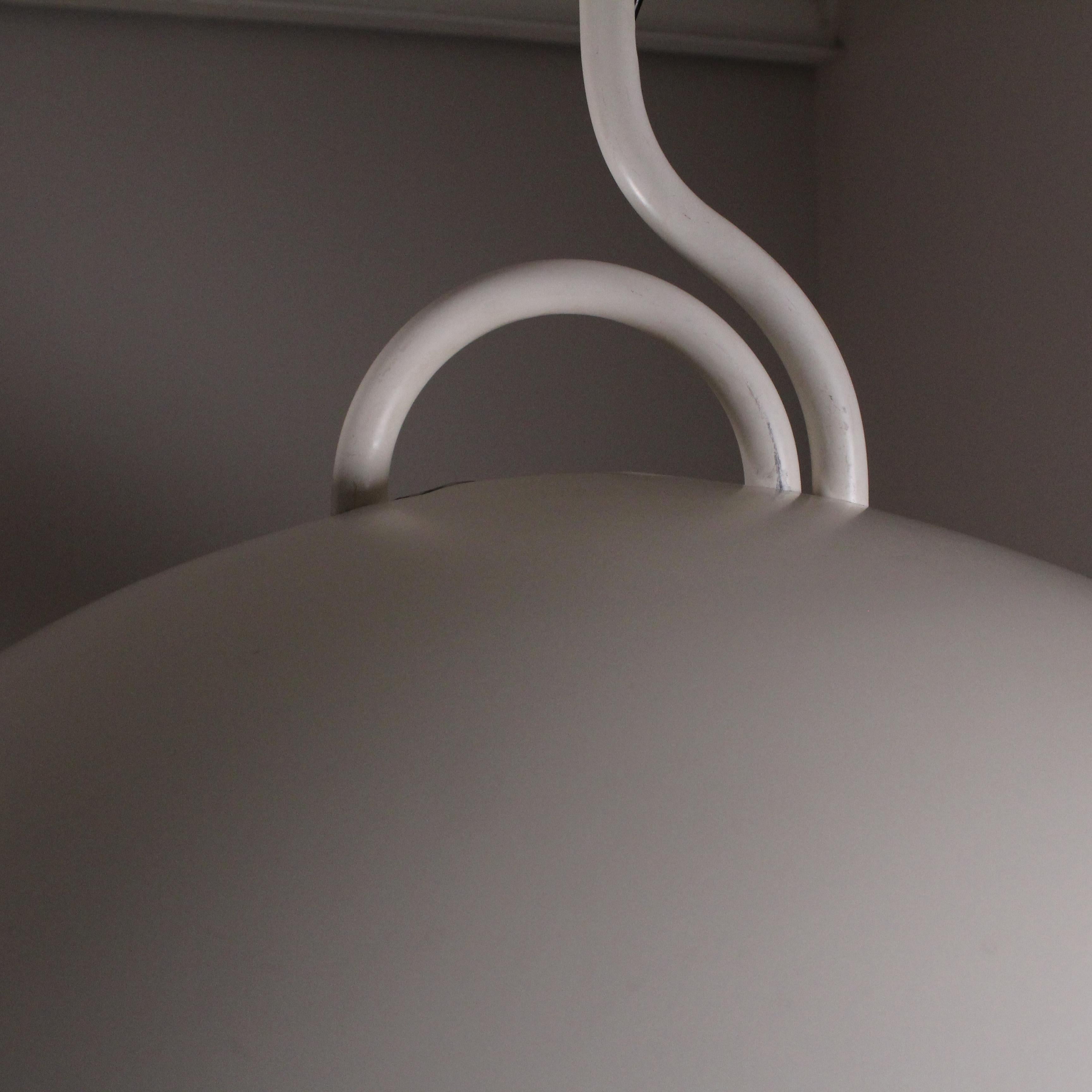 Italian Moon Dome metal pendant lamp, Elio Martinelli for Martinelli Luce, circa 1980 For Sale