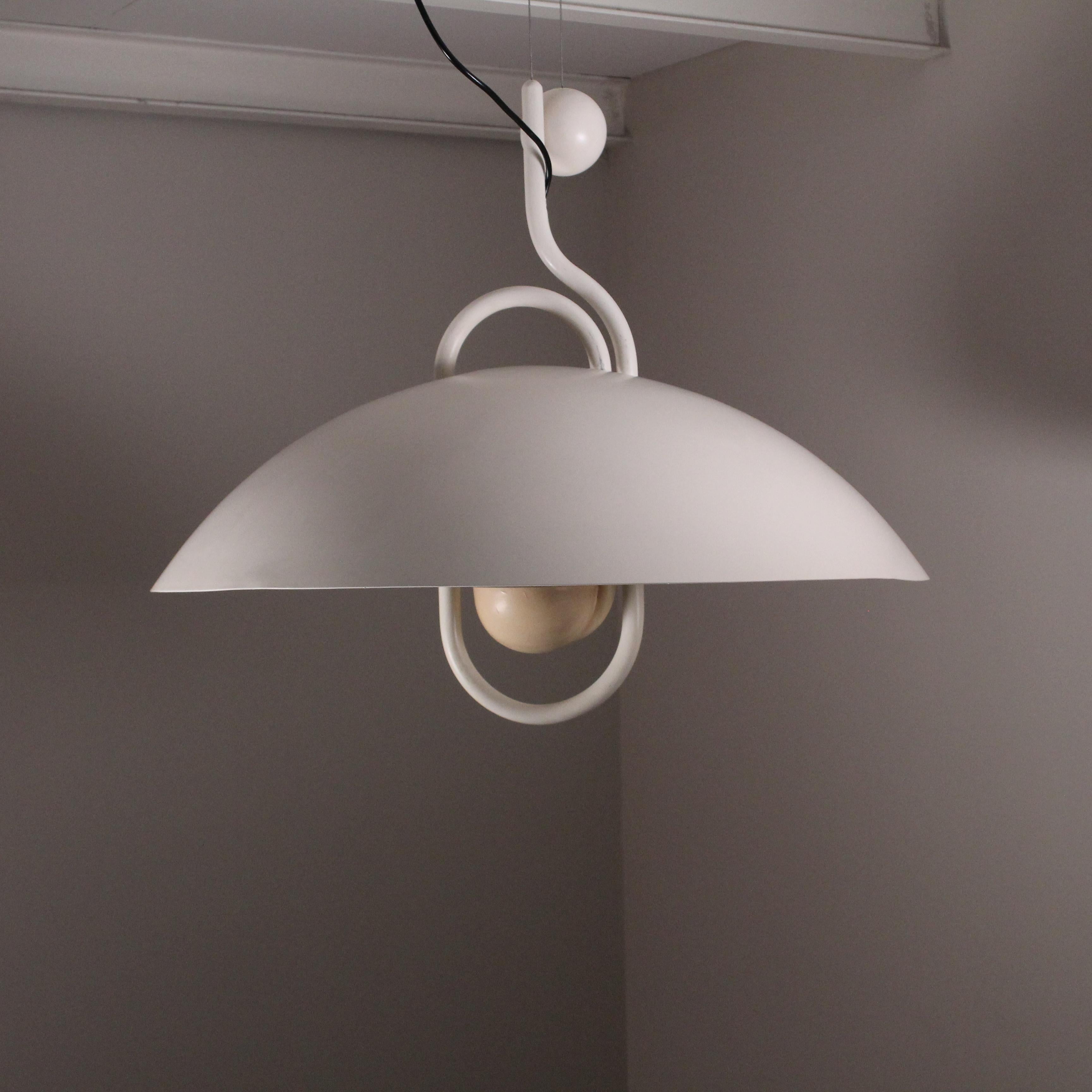 Moon Dome metal pendant lamp, Elio Martinelli for Martinelli Luce, circa 1980 For Sale 1