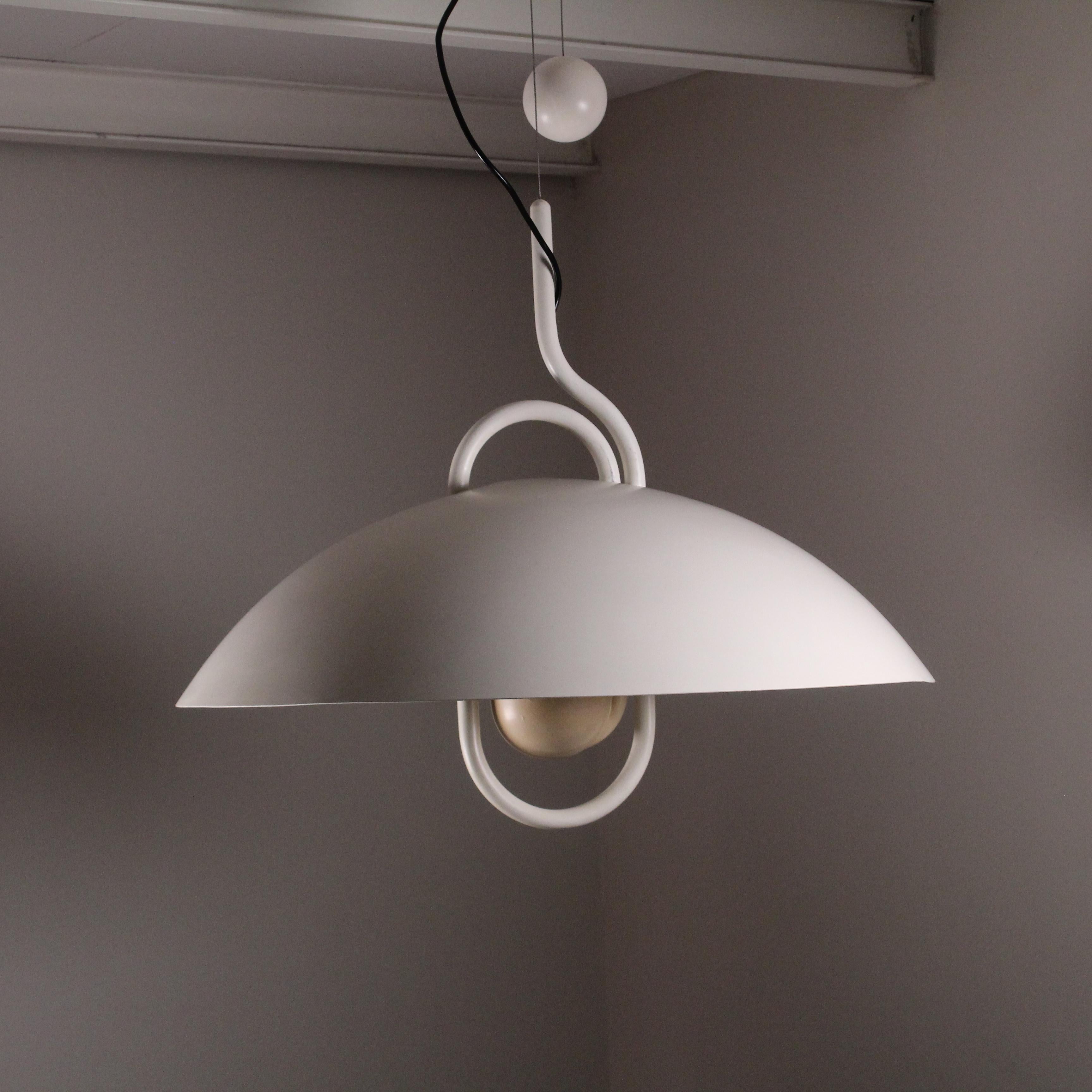 Moon Dome metal pendant lamp, Elio Martinelli for Martinelli Luce, circa 1980 For Sale 2