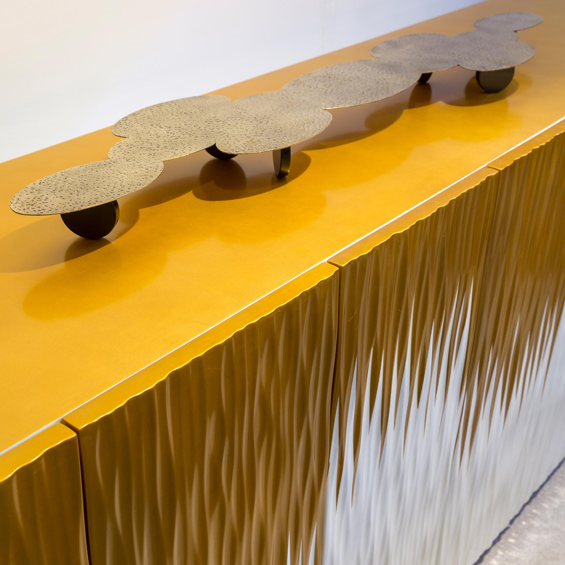 Wood Moon Gold Contemporary and Customizable Sideboard by Luísa Peixoto For Sale