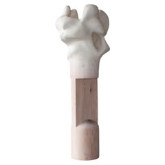 Moon Howler Organic Carved Wood Floor Lamp Light Sculpture