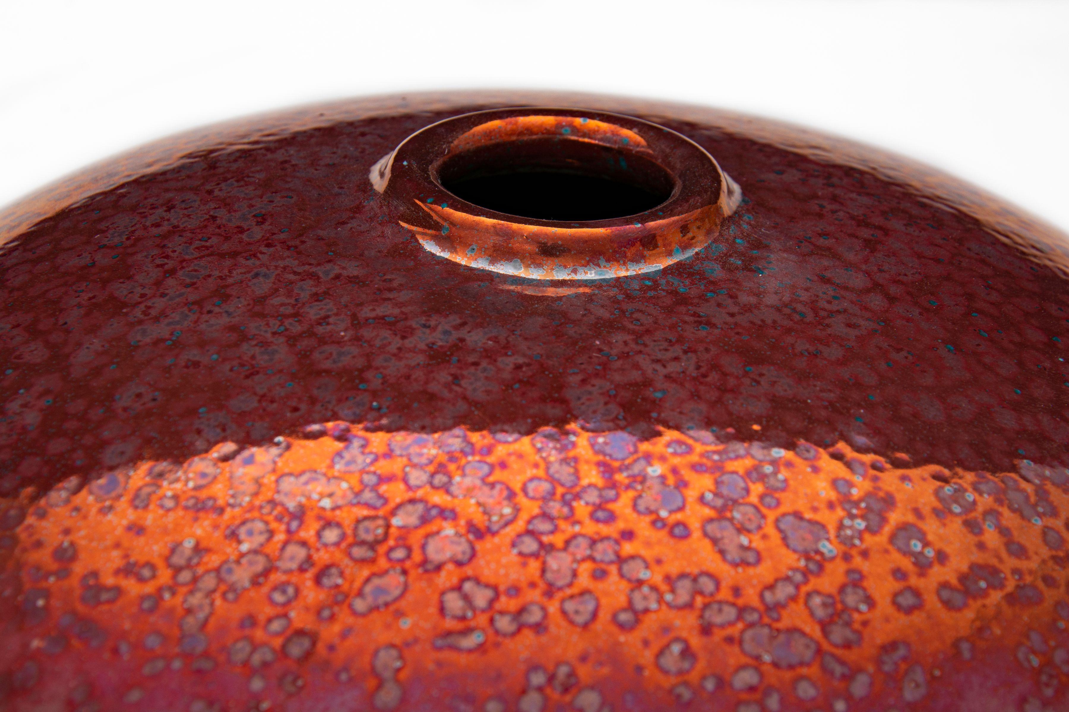 Ceramic Moon Jar by Bottega Vignoli Hand Painted Glazed Faience Contemporary