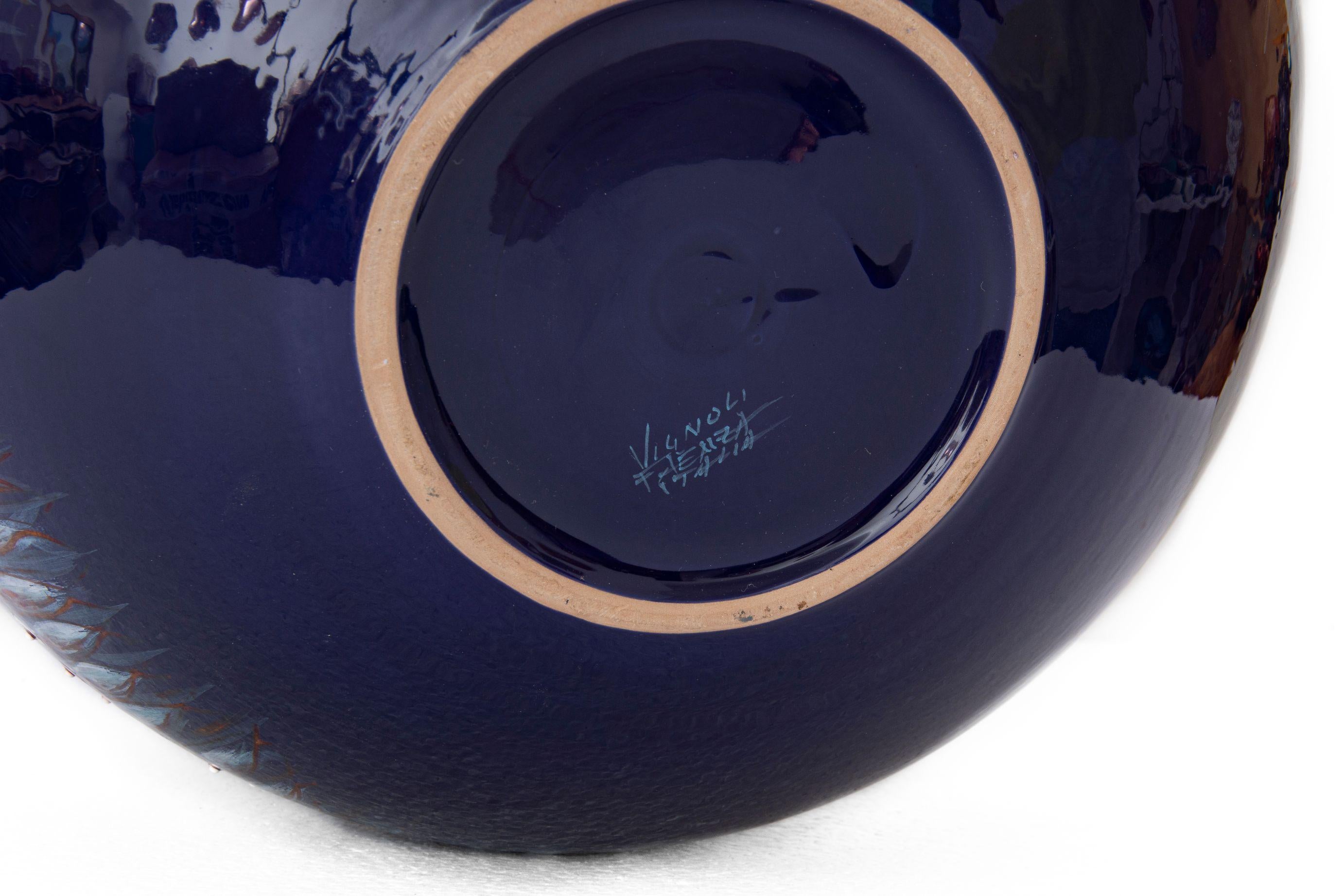 Ceramic Moon Jar by Bottega Vignoli Hand Painted Glazed Faience Contemporary 1