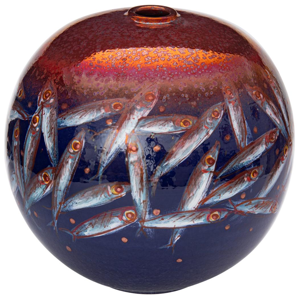 Moon Jar by Bottega Vignoli Hand Painted Glazed Faience Contemporary