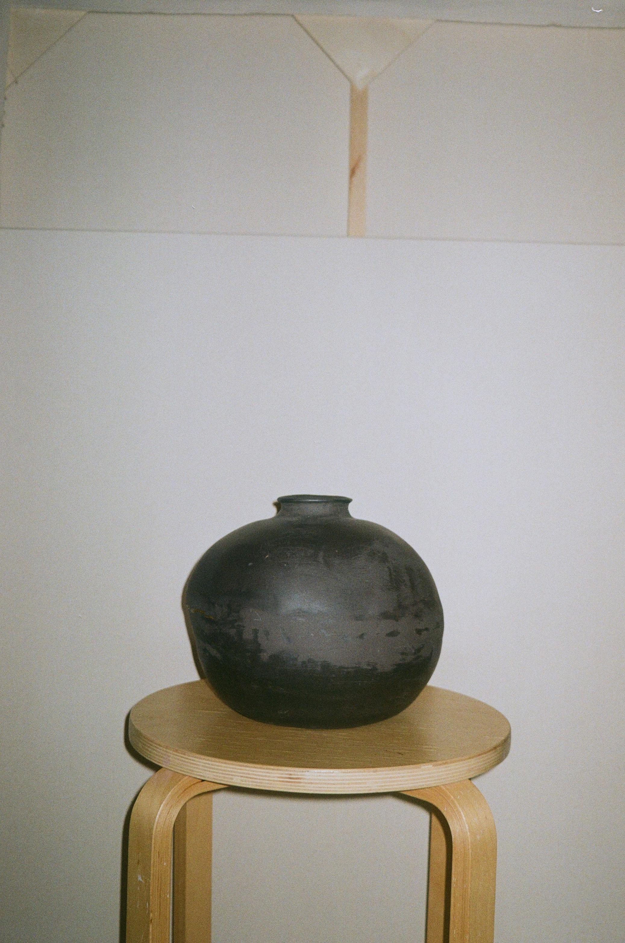 Post-Modern Moon Jar in Obsidian by Solem Ceramics For Sale