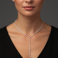 9.02ct Fancy Diamond Moon Lariat Necklace in 18K White Gold