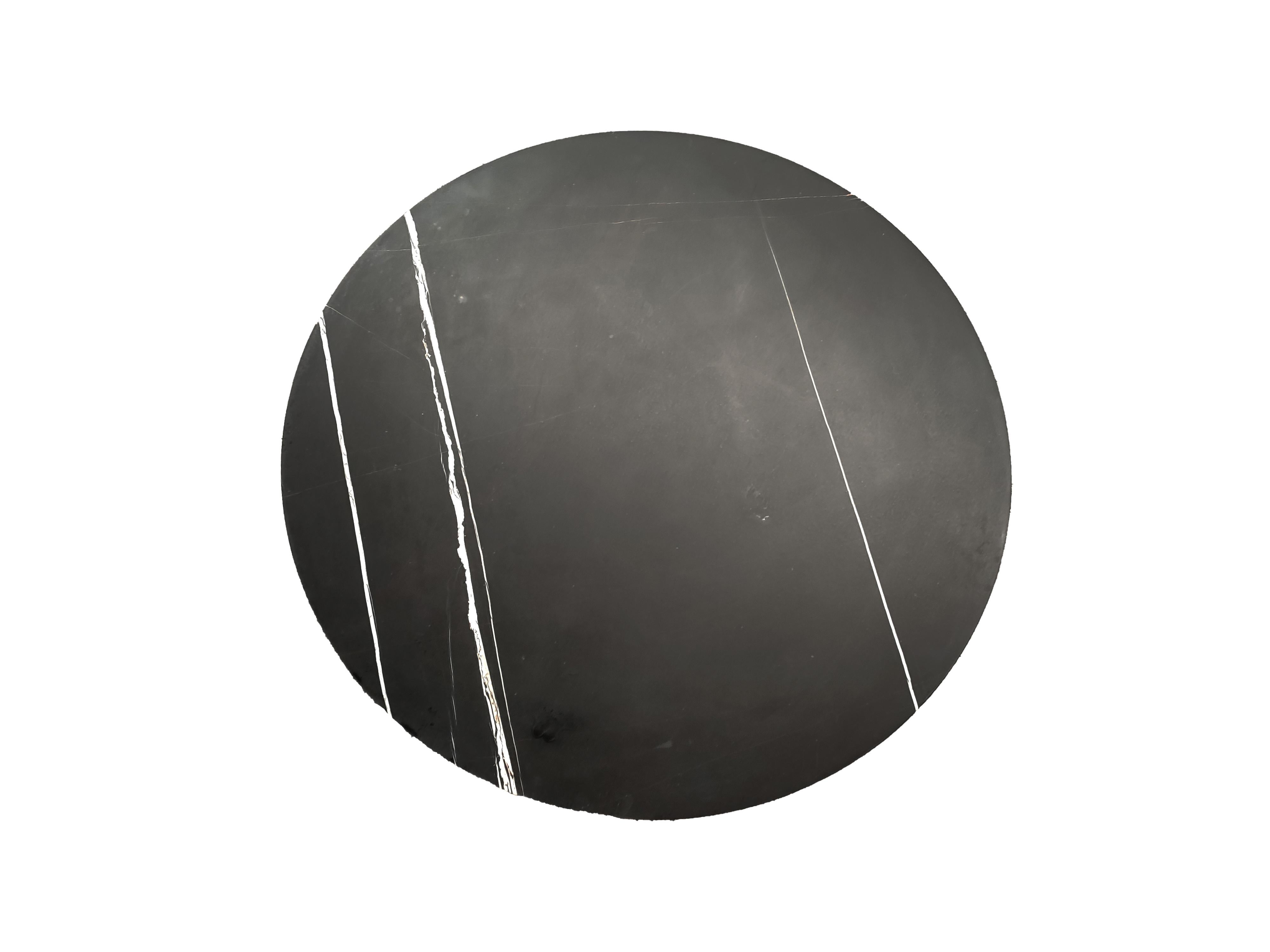 Espagnol Moon Marble Black Bamboo Coffee Table Meddel One-of-a-Kind Luxury Masterpiece en vente