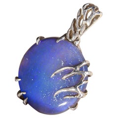 Luna Neon Opale Collana d'Argento Neon Naturale Australia Pietra Magica Scura Guarigione