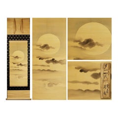 Used Moon Night Scene Edo Period Scroll Japan 18/19c Artist Tosa Mitsusada