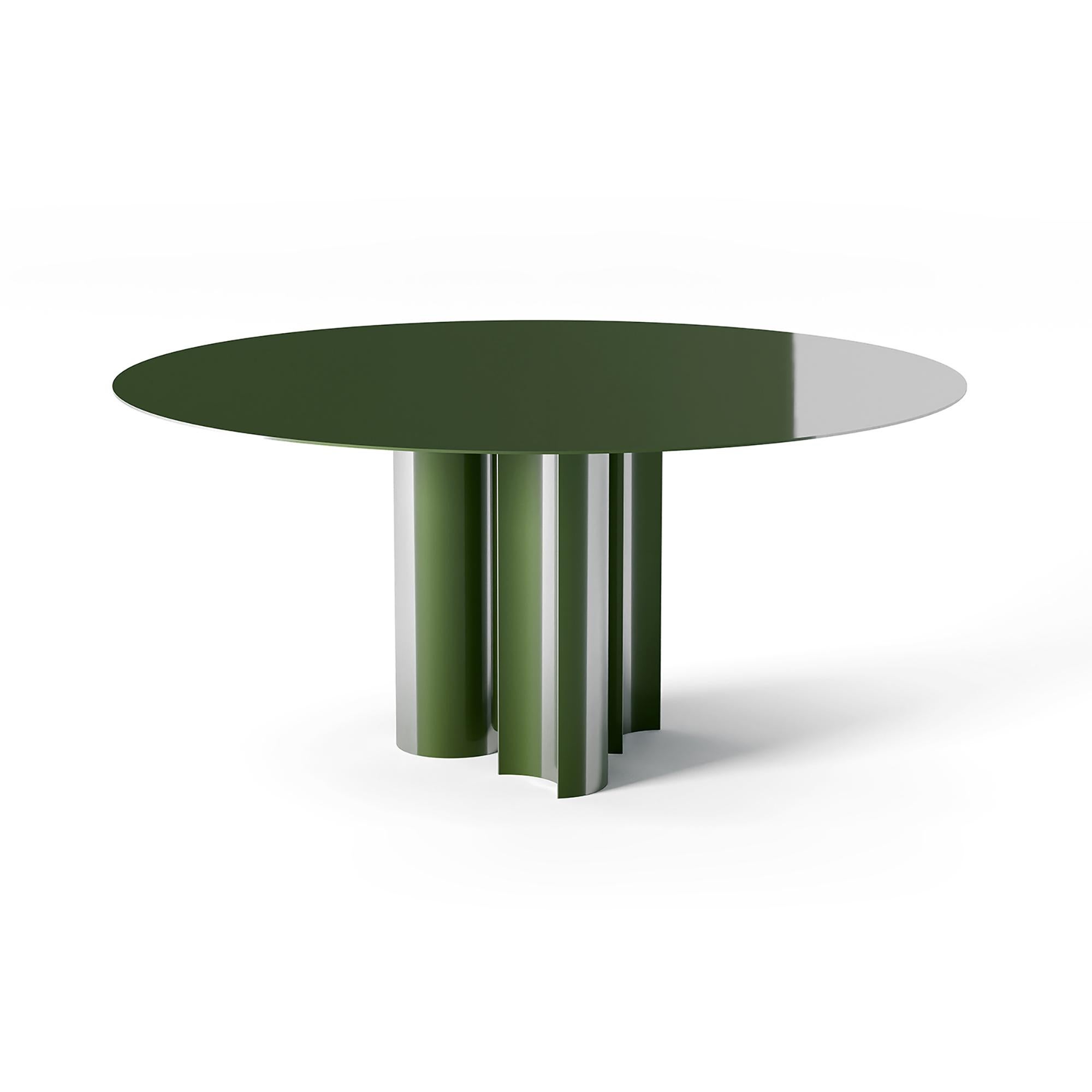 Table de salle à manger ronde Moon Phase par Sphaus
Conçu par Filippo Dell'Orto
Dimensions : D 160 x H 74 cm.
MATERIAL : Polyuréthane dur, laque brillante.

Moon Phase, est une table de salle à manger sculpturale monolithique massive et