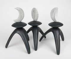 Moon Phase Totems, White on Black Legs, Hand Built Ceramic by Helena Starcevic