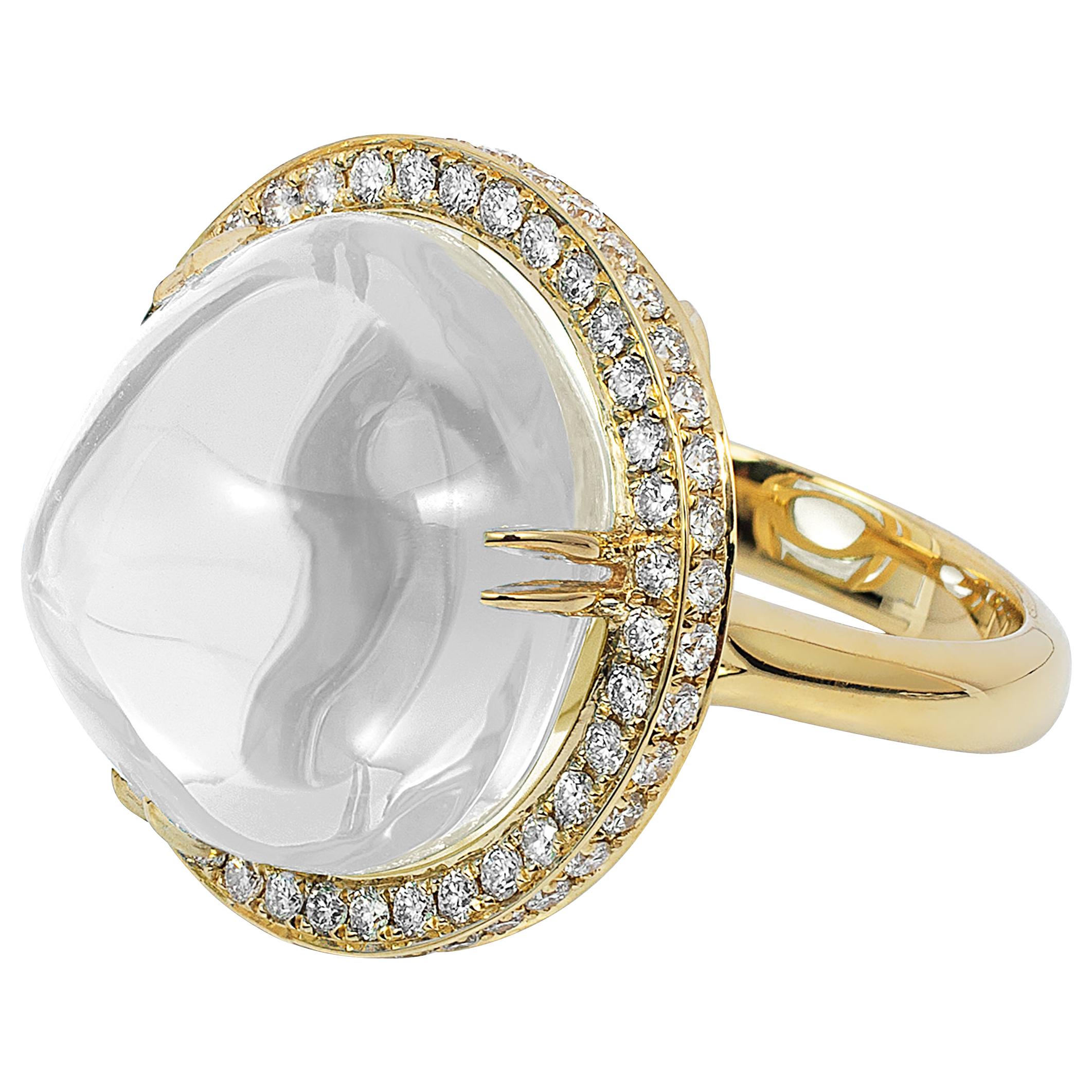 Goshwara Moon Quartz And  Diamond Ring For Sale