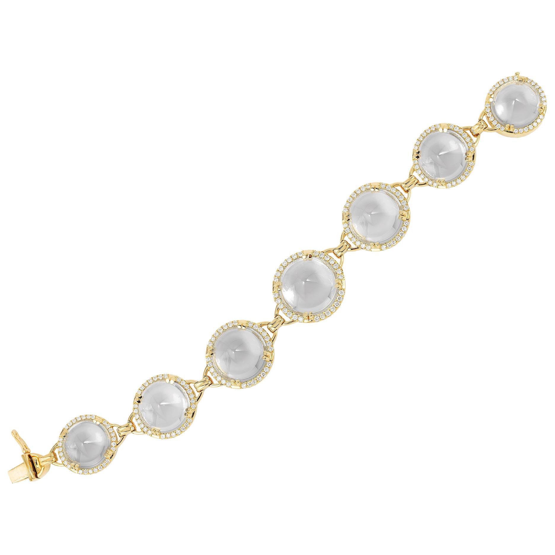 Goshwara Moon Quartz Cabochon And Diamond Bracelet For Sale
