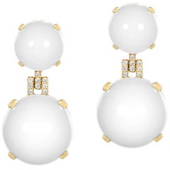 Goshwara Moon Quartz Cabochon And Diamond Earrings