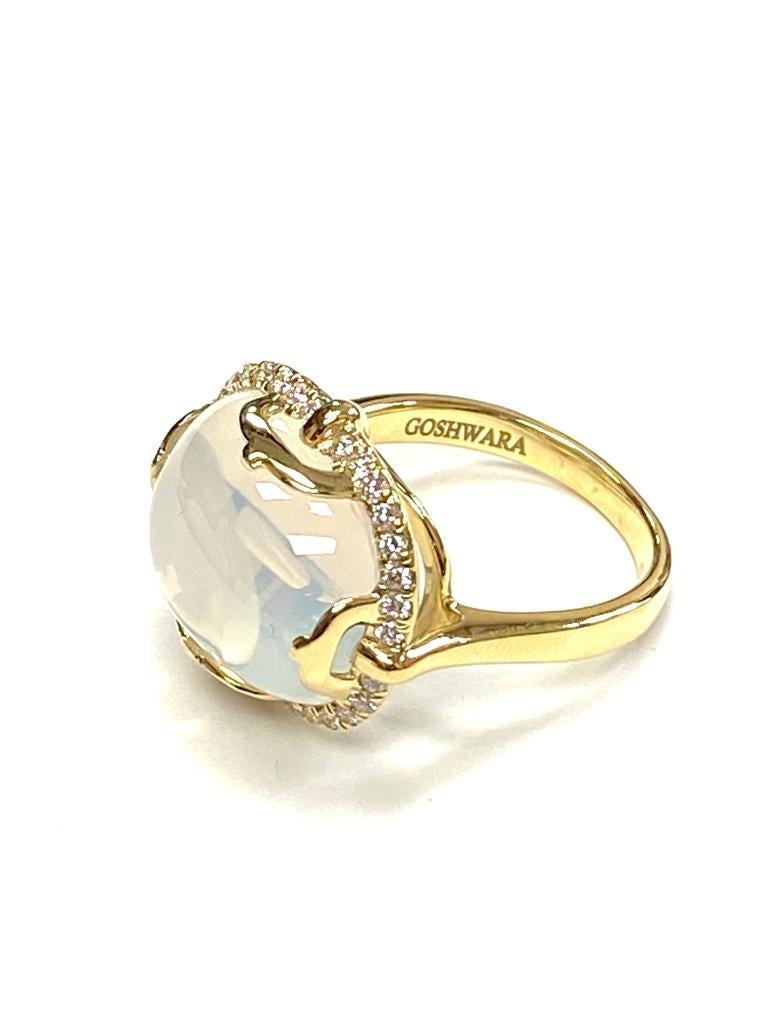 Ring mit Goshwara-Kissen Cabochon Mondquarz und Diamant Damen im Angebot