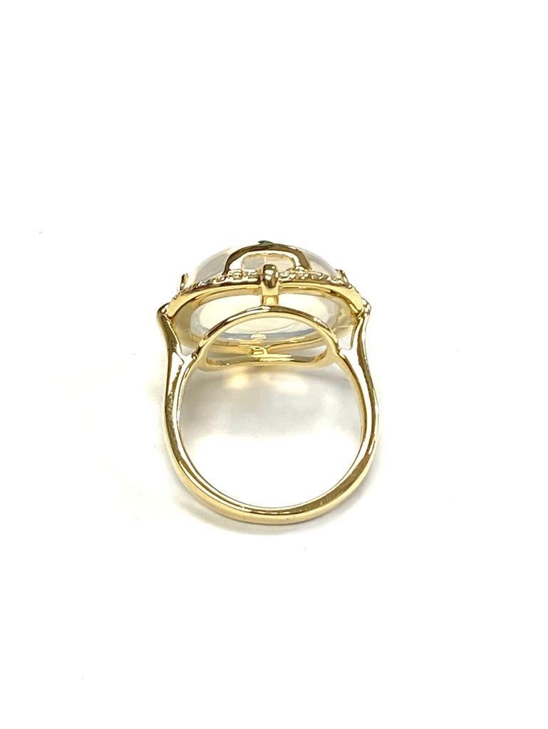 Ring mit Goshwara-Kissen Cabochon Mondquarz und Diamant im Angebot 1