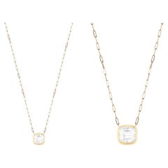 Moon Quartz Cushion Pendant in 18K Yellow Gold