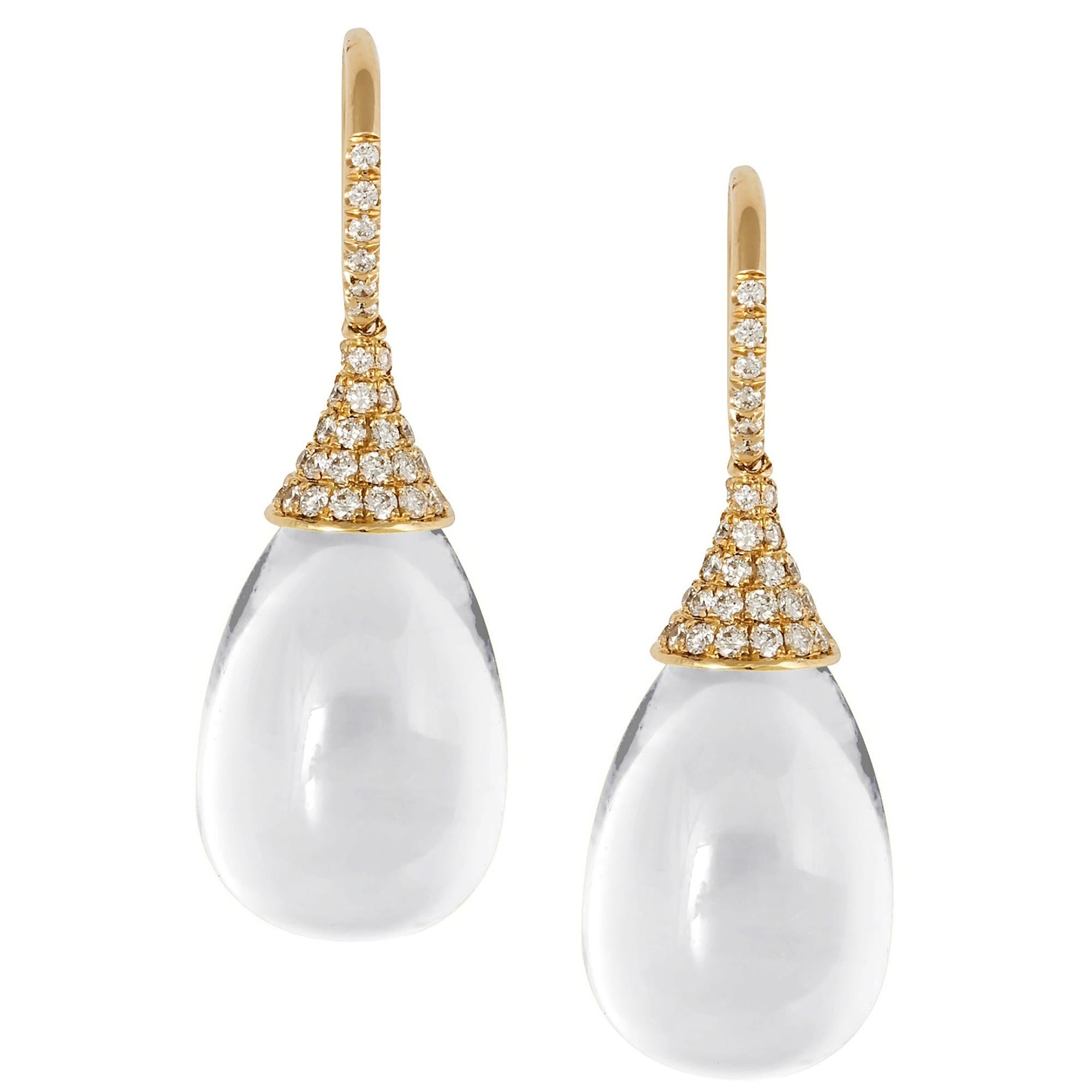 Goshwara Moon Quartz Drop And Diamond Earrings